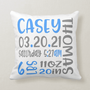 Baby Birth Announcement, Baby Stats Pillow - RazKen Gifts Shop
