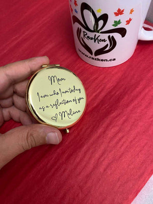 Custom Text Laser Engraved Compact Mirror - RazKen Gifts Shop