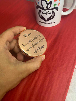 Custom Text Laser Engraved Compact Mirror - RazKen Gifts Shop