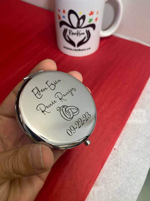 Custom Text Laser Engraved Compact Mirror - RazKen Gifts Shop