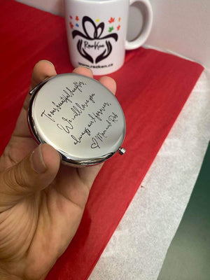 Custom Text Laser Engraved Compact Mirror - RazKen Gifts Shop