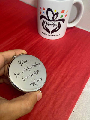 Custom Text Laser Engraved Compact Mirror - RazKen Gifts Shop