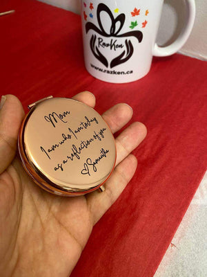 Custom Text Laser Engraved Compact Mirror - RazKen Gifts Shop