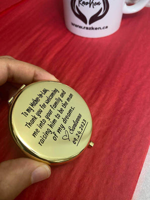 Custom Text Laser Engraved Compact Mirror - RazKen Gifts Shop