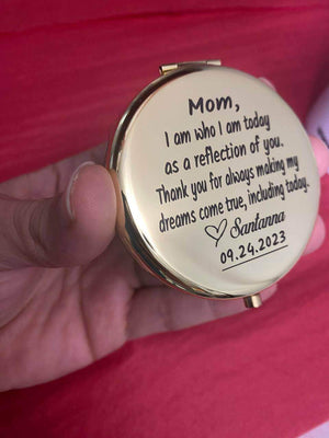 Custom Text Laser Engraved Compact Mirror - RazKen Gifts Shop