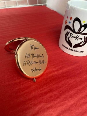 Custom Text Laser Engraved Compact Mirror - RazKen Gifts Shop