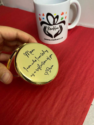 Custom Text Laser Engraved Compact Mirror - RazKen Gifts Shop