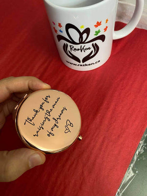 Custom Text Laser Engraved Compact Mirror - RazKen Gifts Shop