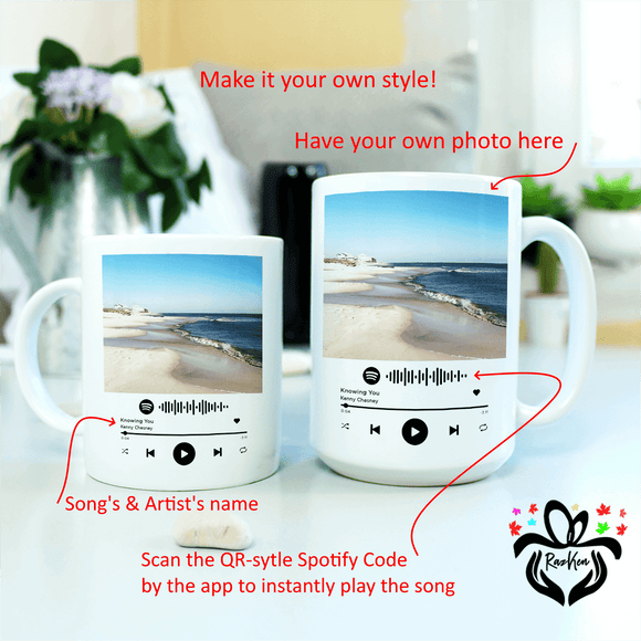 Create Your Own Spotify Song Mug, Have Your Own Picture, Song's and Artist's Names Mug - RazKen Gifts Shop