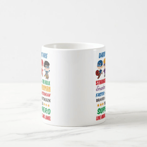 Dad Super Hero Man Hulk Spider Man Custom Title and Names Coffee Mug - RazKen Gifts Shop