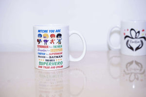 Dad Super Hero Man Hulk Spider Man Custom Title and Names Coffee Mug - RazKen Gifts Shop
