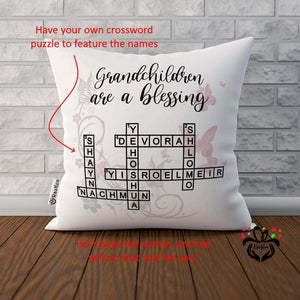 Personalized Grandchildren Names Scrabble Crossword Puzzle Throw Pillow Gift Grandmother - RazKen Gifts Shop