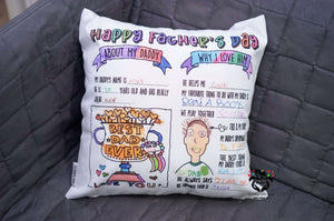 Father's Day Pillow, Fill in the Blanks, All About Dad, Kids' Activity Pillow from Craft Pillow - RazKen Gifts Shop