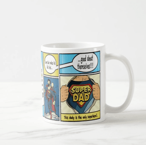 Personalized Super Dad Comic Book Photo Mug, Gift for Dad, Dad is My Hero Comic Book Mug - RazKen Gifts Shop