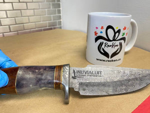 Custom Engraved Damascus Steel Hunting Knife - RazKen Gifts Shop