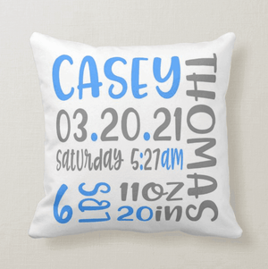  Baby Birth Announcement, Baby Stats Pillow - RazKen Gifts Shop