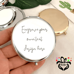 Custom Text Laser Engraved Compact Mirror - RazKen Gifts Shop