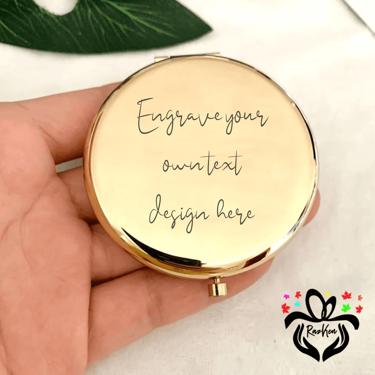 Custom Engraved Compact Mirror - Personalized Gift