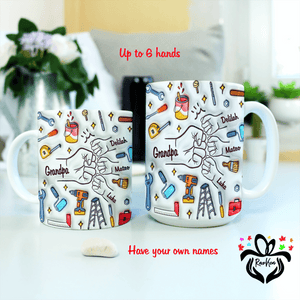 Custom Kids Holding Dad's Hand 3D Inflated Mug - RazKen Gifts Shop