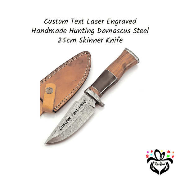 Custom Engraved Damascus Steel Hunting Knife - RazKen Gifts Shop