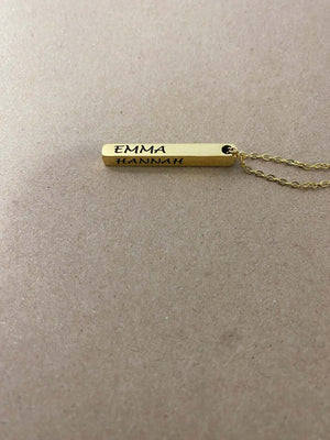 Custom Engraved 3D Vertical Bar Necklace - RazKen Gifts Shop