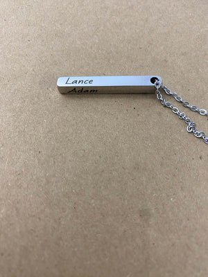 Custom Engraved 3D Vertical Bar Necklace - RazKen Gifts Shop