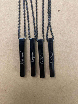 Custom Engraved 3D Vertical Bar Necklace - RazKen Gifts Shop