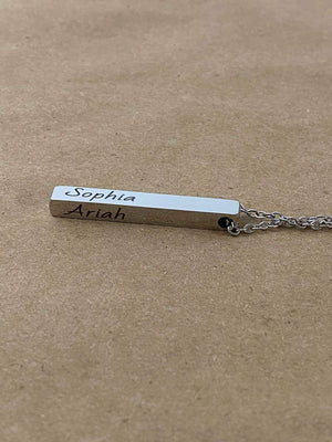 Custom Engraved 3D Vertical Bar Necklace - RazKen Gifts Shop