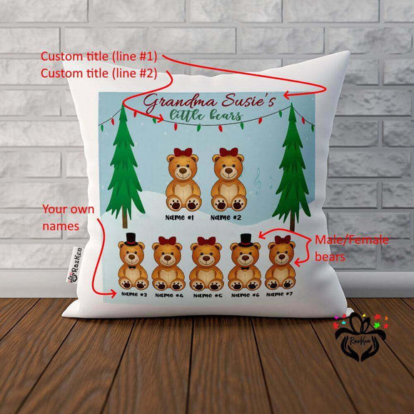 Bears Family Character Personalized, Title, Name, Gift for Grandma, Grandpa, Mom Pillow - RazKen Gifts Shop