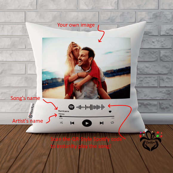 Create Your Own Spotify Song Interactive Pillow, Own Picture, Song's and Artist's Names, Pillow - RazKen Gifts Shop