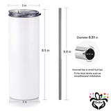 Personalized Your Own Design 20oz Stainless Steel Tumbler with Straw & Lid - RazKen Gifts Shop
