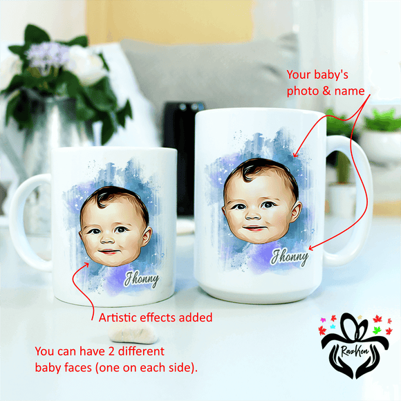 Custom Baby Mug, Baby Photo, Parents Coffee Mug, Baby Coffee Mug, Custom Artistic Effects Mug - RazKen Gifts Shop