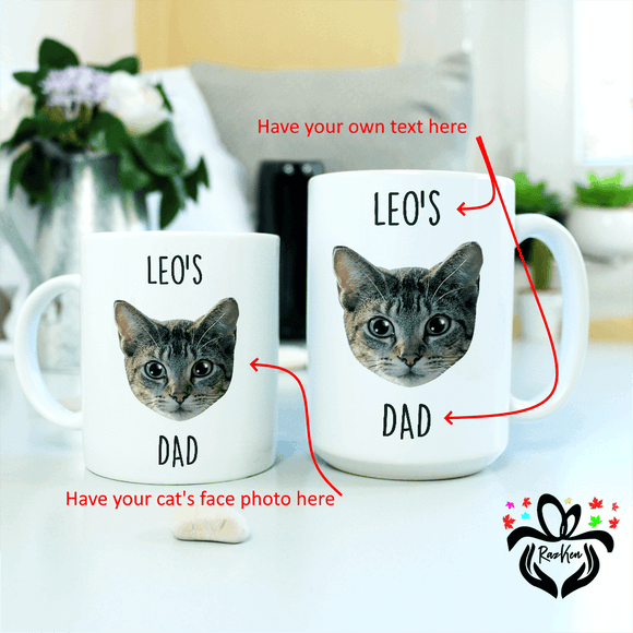 Personalized Cat Face Mug, Cat Face, Custom Cat Mug, Gift for Cat Lover, Cat Owner Mug - RazKen Gifts Shop
