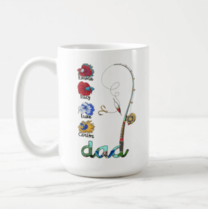 Personalized Fishing Mug, Custom Title, Names, Beta Fish, Fishing Rod, Gift for Dad, Grandpa, Fishing Mug - RazKen Gifts Shop