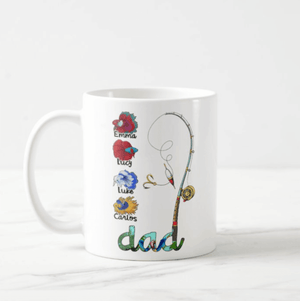 Personalized Fishing Mug, Custom Title, Names, Beta Fish, Fishing Rod, Gift for Dad, Grandpa, Fishing Mug - RazKen Gifts Shop