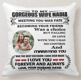 Personalized Pillow To My Wife, Husband, Friend, Love, Gift from Wife, Husband, Meeting You Was Fate - RazKen Gifts Shop