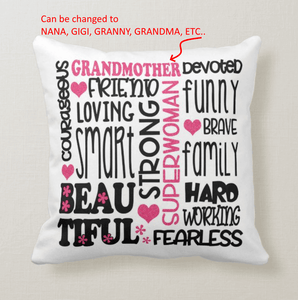 Custom Title Grandmother, Nana, Mimi, Granny, Gigi, Grandma Superwoman Cushion Pillow - RazKen Gifts Shop
