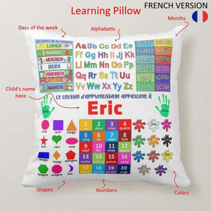 FRENCH VERSION Educational 1st/2nd Grade Learning Pillow For Children, Custom Name Learning Pillow - RazKen Gifts Shop