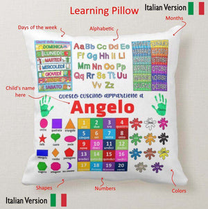 ITALIAN VERSION Educational 1st/2nd Grade Learning Pillow For Children, Custom Name Learning Pillow - RazKen Gifts Shop