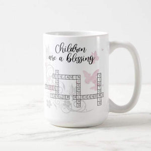 Personalized Children Names Scrabble Crossword Puzzle, Gift Mother, Father, Mom Family Mug - RazKen Gifts Shop