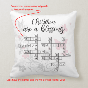 Personalized Children Names Scrabble Crossword Puzzle, Gift for Mother Cushion Pillow - RazKen Gifts Shop