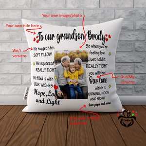 Custom Image, To My Granddaughter, Grandson Gift, I hugged This Soft Pillow, Custom Pillowcase - RazKen Gifts Shop