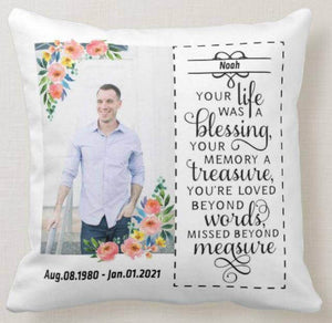 Personalized Picture, Date, Memorial, Memory Gift, Loved Ones, Cushion Pillow - RazKen Gifts Shop