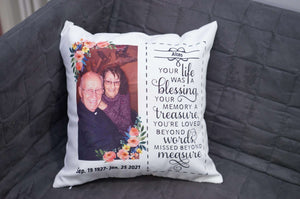 Personalized Picture, Date, Memorial, Memory Gift, Loved Ones, Cushion Pillow - RazKen Gifts Shop