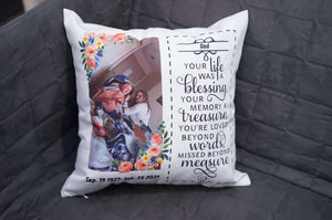 Personalized Picture, Date, Memorial, Memory Gift, Loved Ones, Cushion Pillow - RazKen Gifts Shop