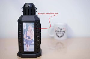 Personalized Picture Memorial Quotes Black Metal Glass Candle Lantern, Loss of Loved - RazKen Gifts Shop