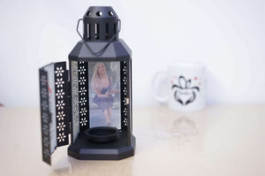 Personalized Picture Memorial Quotes Black Metal Glass Candle Lantern, Loss of Loved - RazKen Gifts Shop