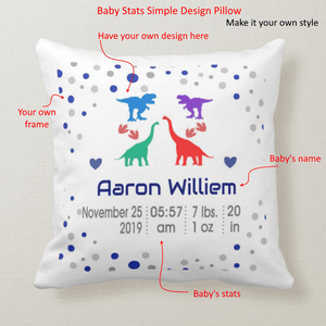 Custom Simple Design Baby Statistics Boy Girl Birth Announcement, Birth stats Gift Pillow - RazKen Gifts Shop