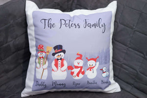 Personalized Snowman Family Custom Avatars Square Throw Pillow Cover - RazKen Gifts Shop