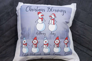 Personalized Snowman Family Custom Avatars Square Throw Pillow Cover - RazKen Gifts Shop